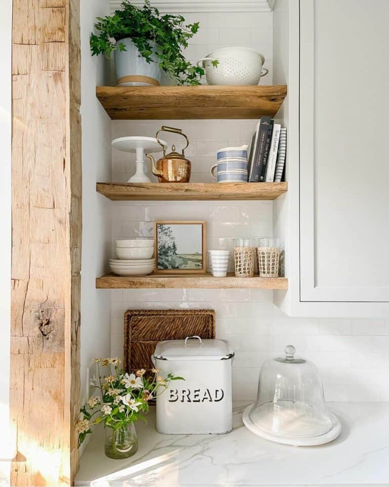 Wood and White Kitchen with Copper Kettle