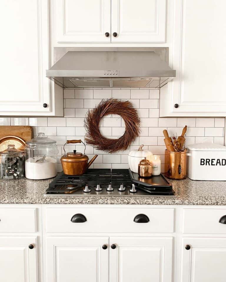Metal Range Hood Over Copper Kitchen Accessories