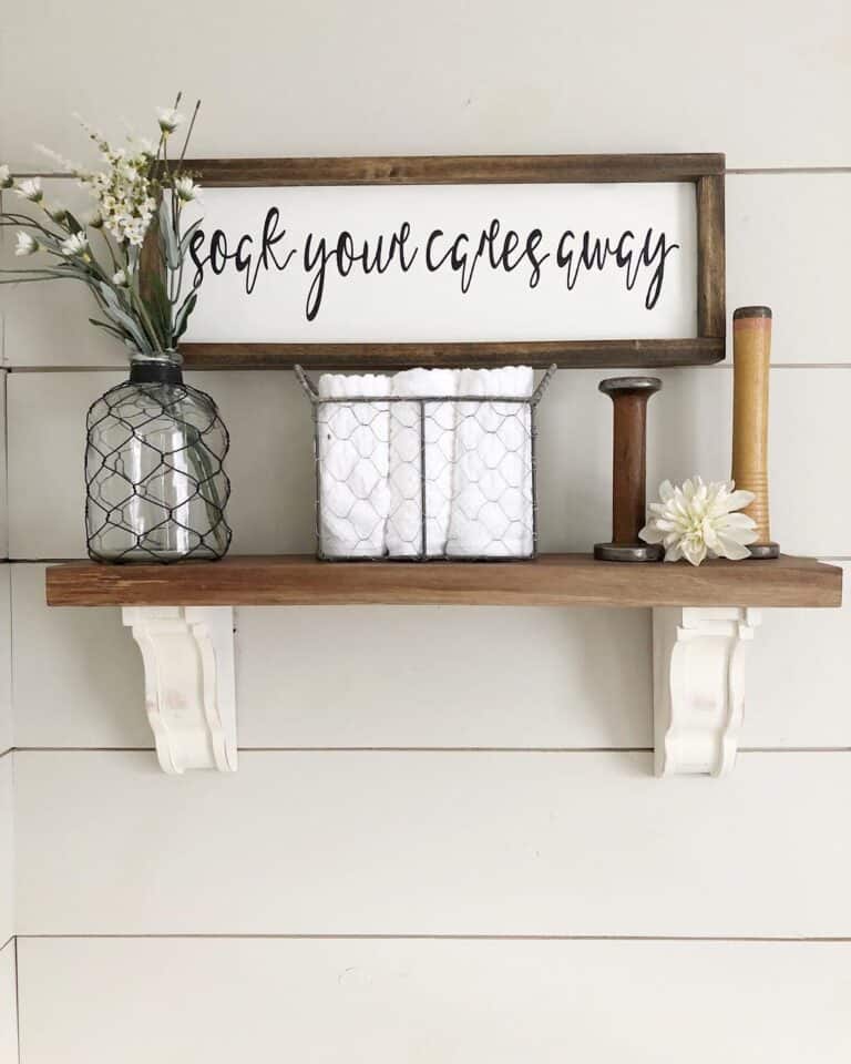 White Corbels Accentuate Wood Farmhouse Shelf