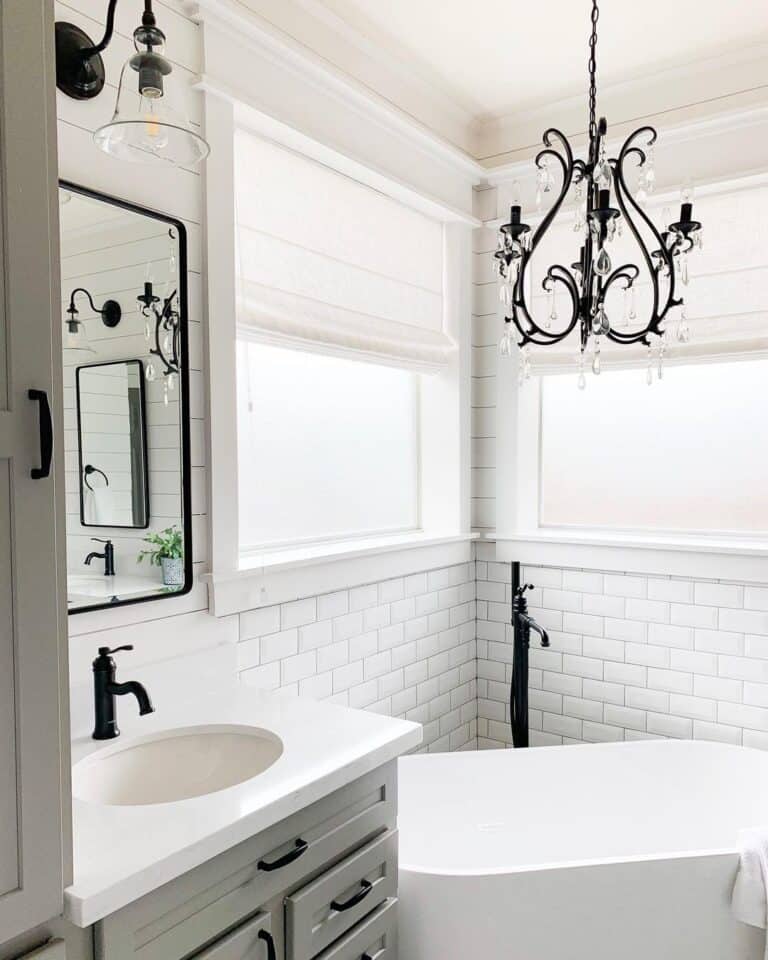 White Roman Shade Farmhouse Window Treatments