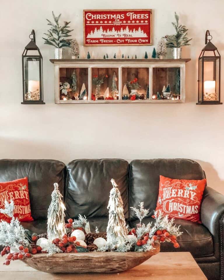 Shabby Chic Shelf with Hints of Christmas