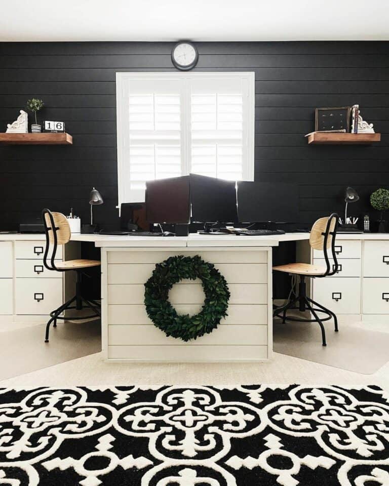 Shelf Décor for Black Shiplap Wall