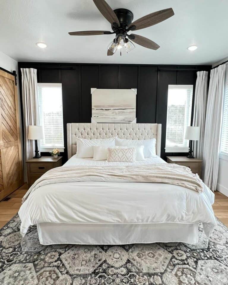 Black Bedroom Wall with Artwork