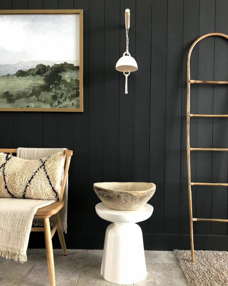 Décor for Black Vertical Shiplap Wall