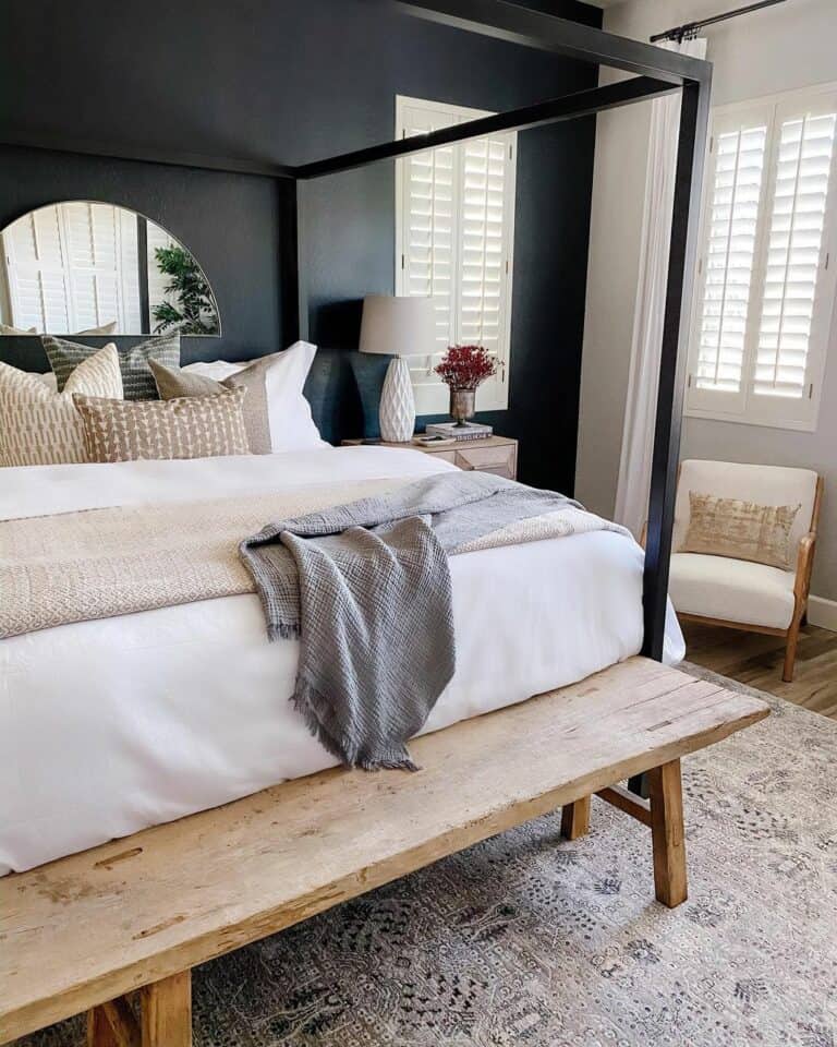 Black Bedroom Wall with Mirror