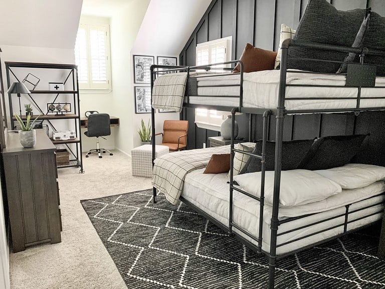 Bedroom with Black Metal Bunk Bed
