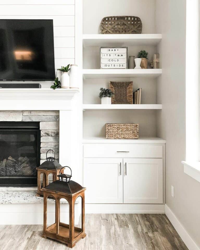 Recessed Wall with Built-In Shelves