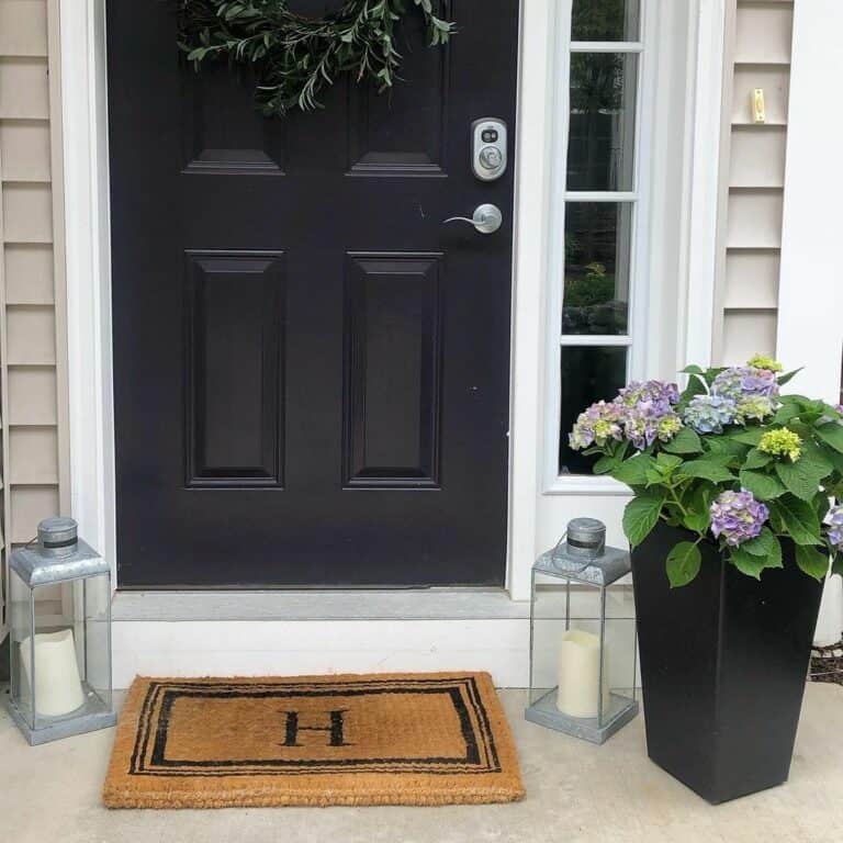 Cream-Colored Siding Surrounds Front Door