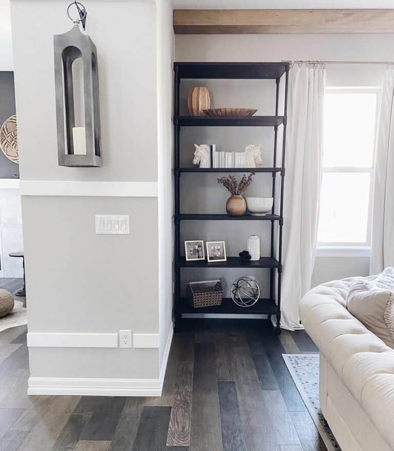 Metal Lantern Décor on Off-White Wall