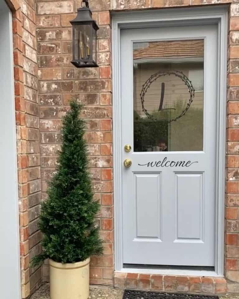 Black Lettering on Porch Door