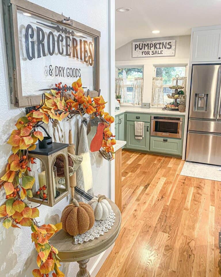 Half-Moon Console with Fall Décor
