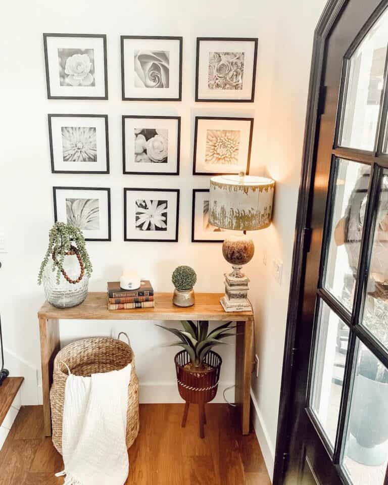 Gallery Wall Entrance with Wood Console