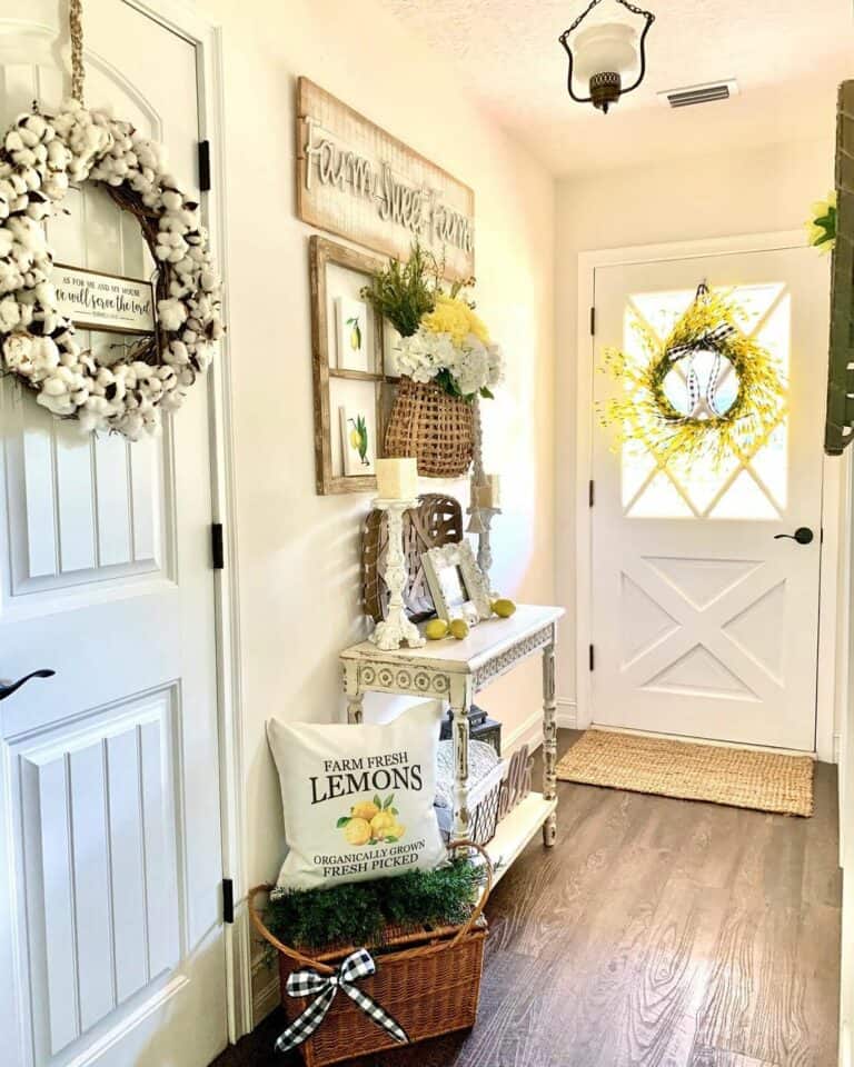 Farmhouse Entryway with Wood Frame Décor