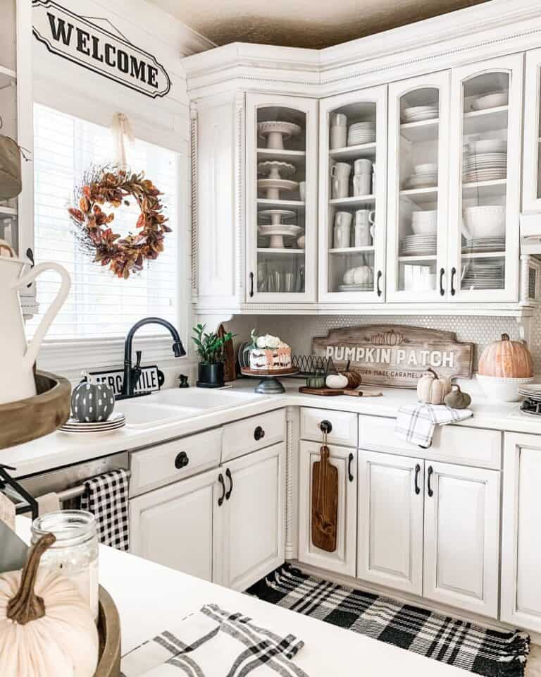Farmhouse Kitchen Signs in a White Kitchen