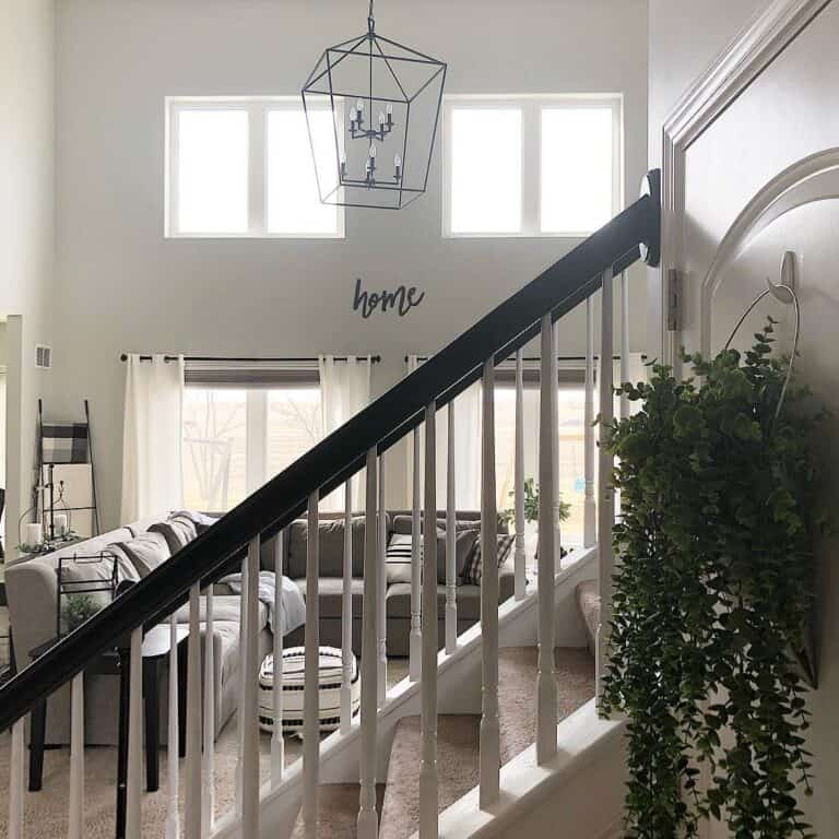 Black Lantern Light Fixture in a Living Room