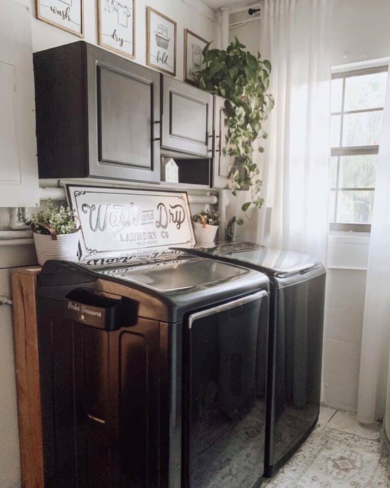 White and Black Vintage Laundry Signs