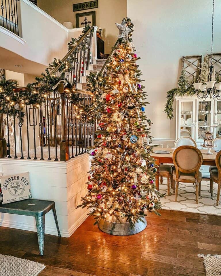 Christmas Tree with Galvanized Metal Tree Collar