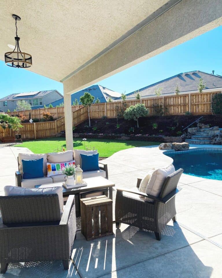 Farmhouse Outdoor Pendant Lighting on a Patio
