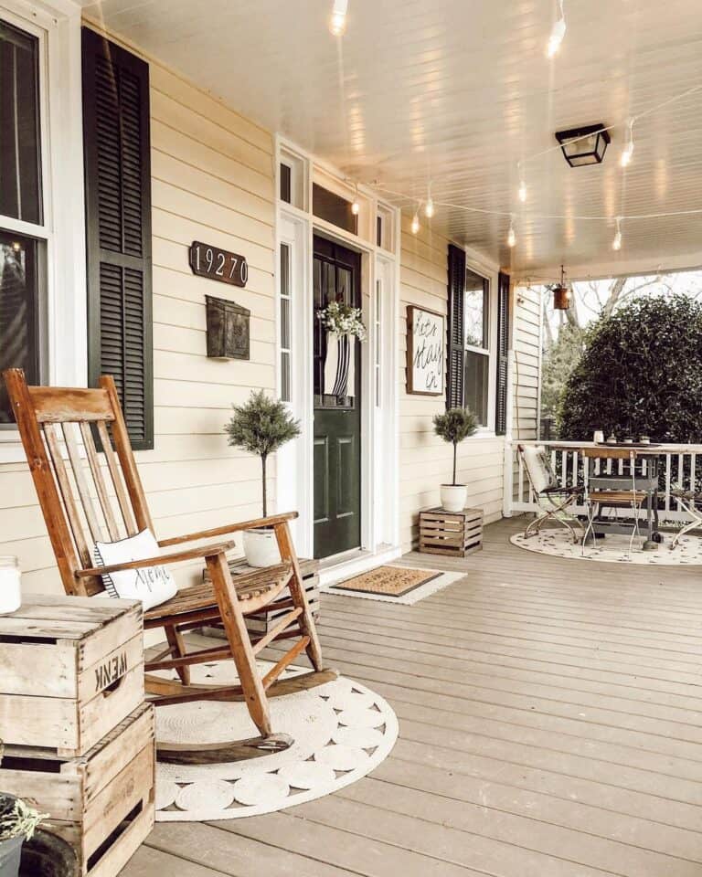 Outdoor Farmhouse Light Fixtures and Wood Crates