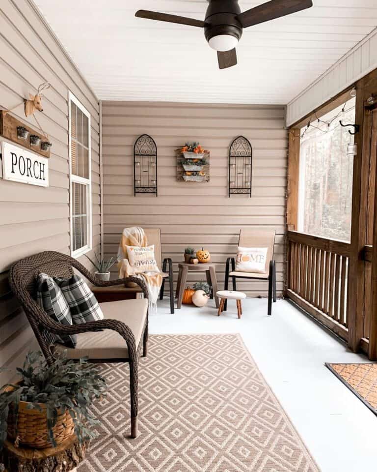 Porch with Wooden Farmhouse Porch Railing