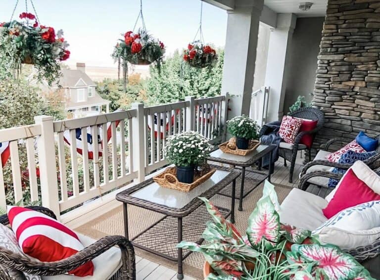Hanging Baskets for Farmhouse Porch Railing