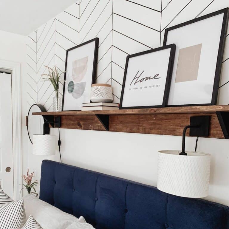 Herringbone Shiplap Wall with Picture Shelf