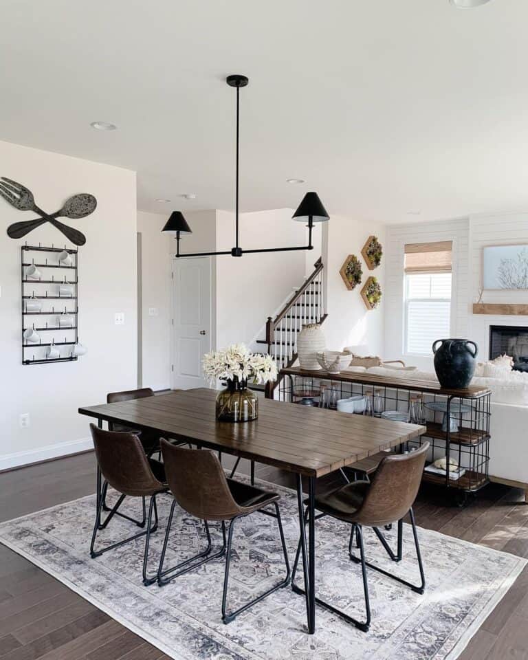 Modern Farmhouse Wood and Metal Dining Table