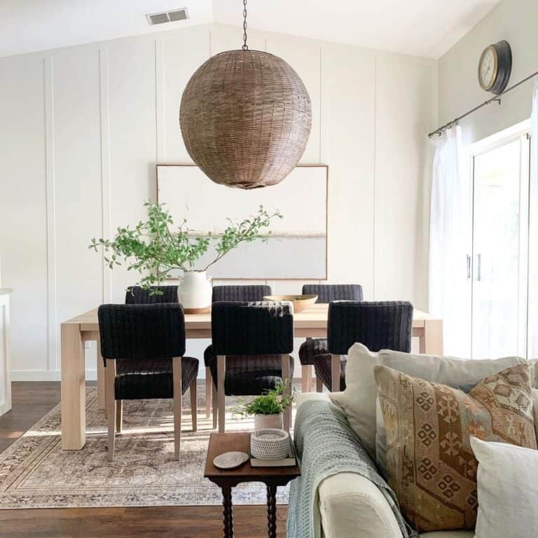Globe Pendant Lighting Above Dining Table
