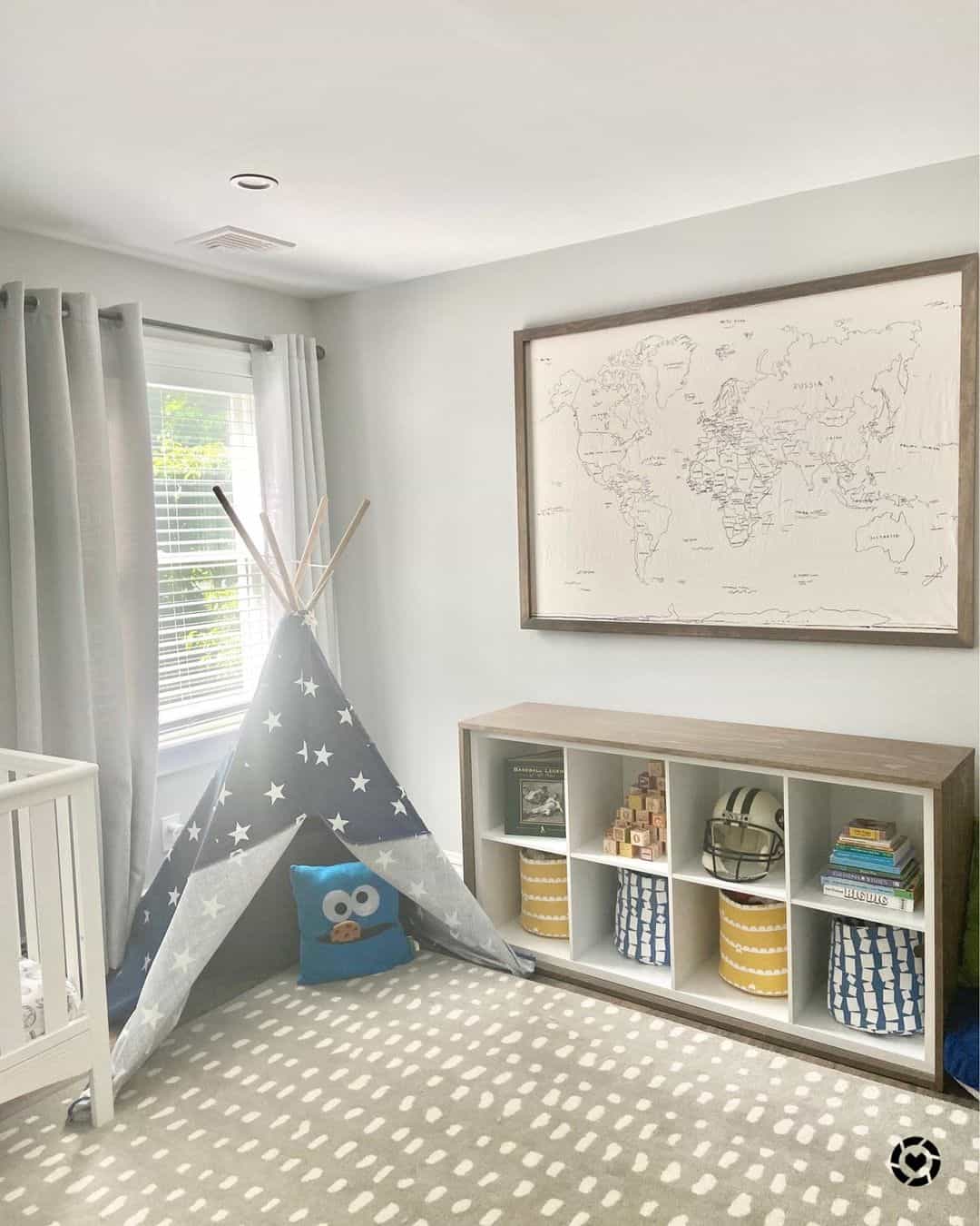 Colorful Playroom Storage Ideas with Yellow and Blue Containers