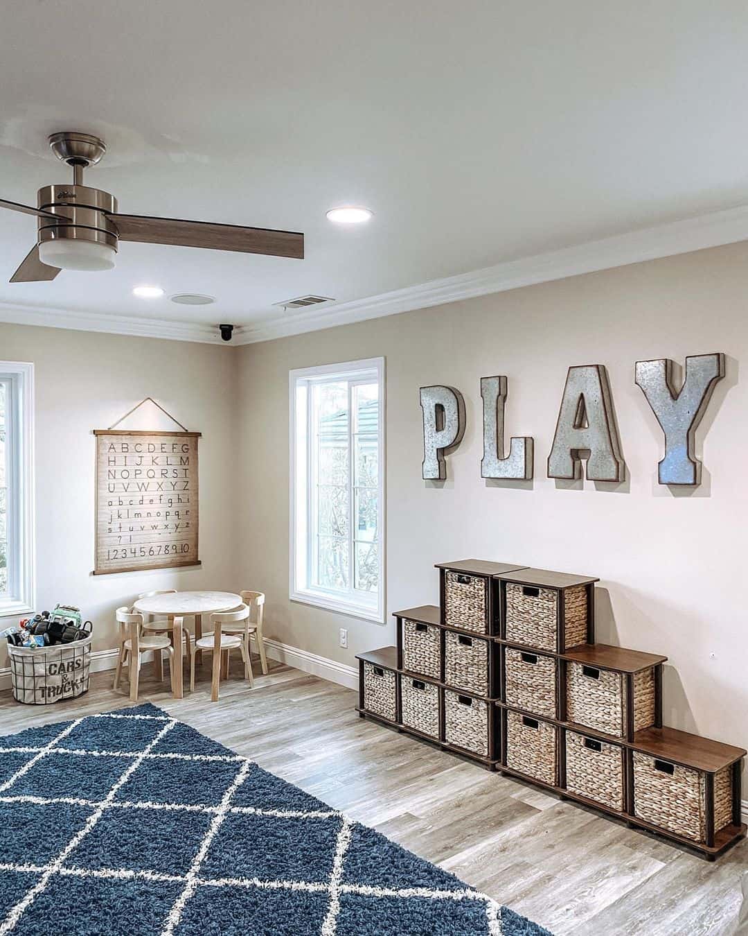 Graduated Cube Storage in Airy Playroom