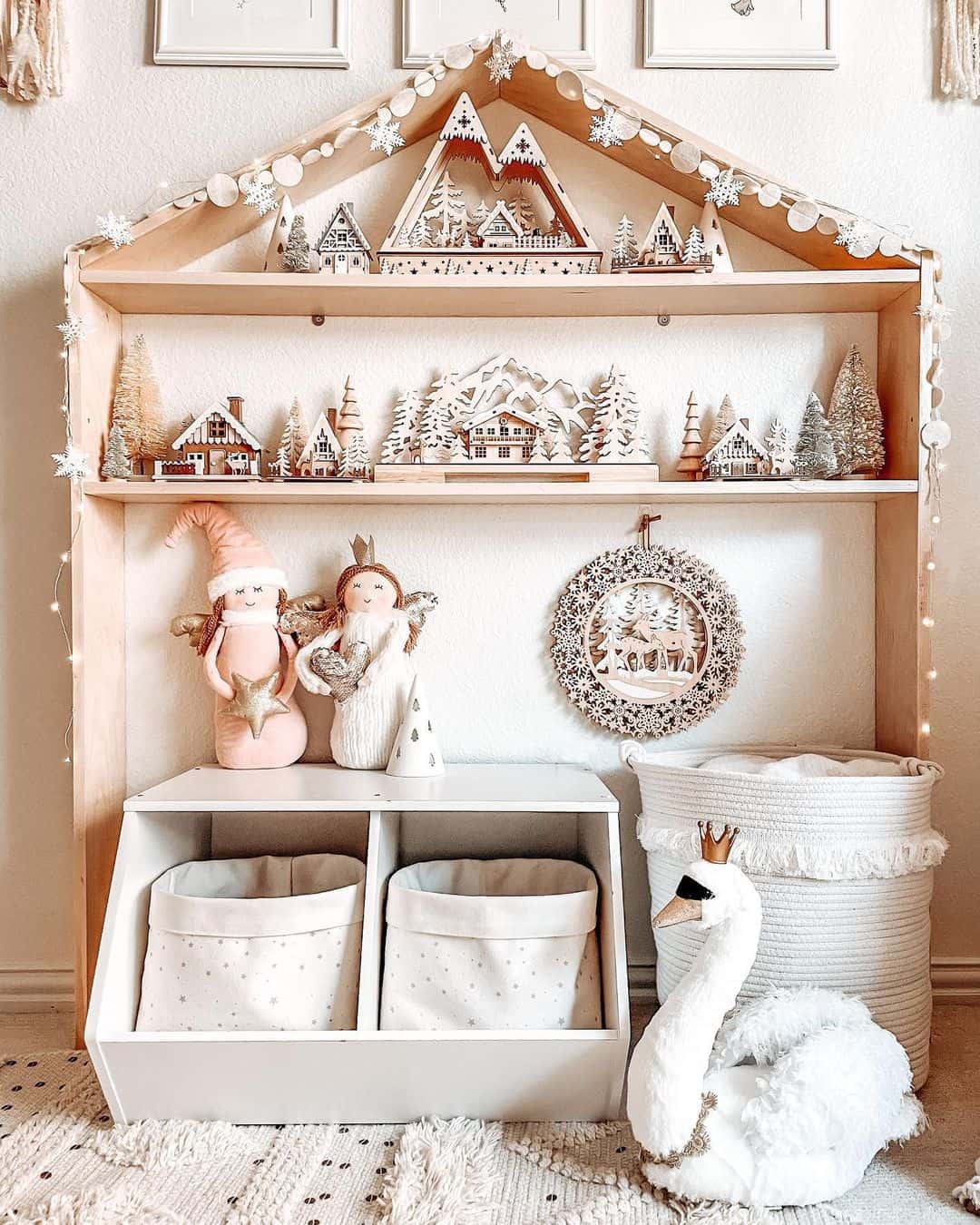 Neutral Playroom with Wooden Playhouse