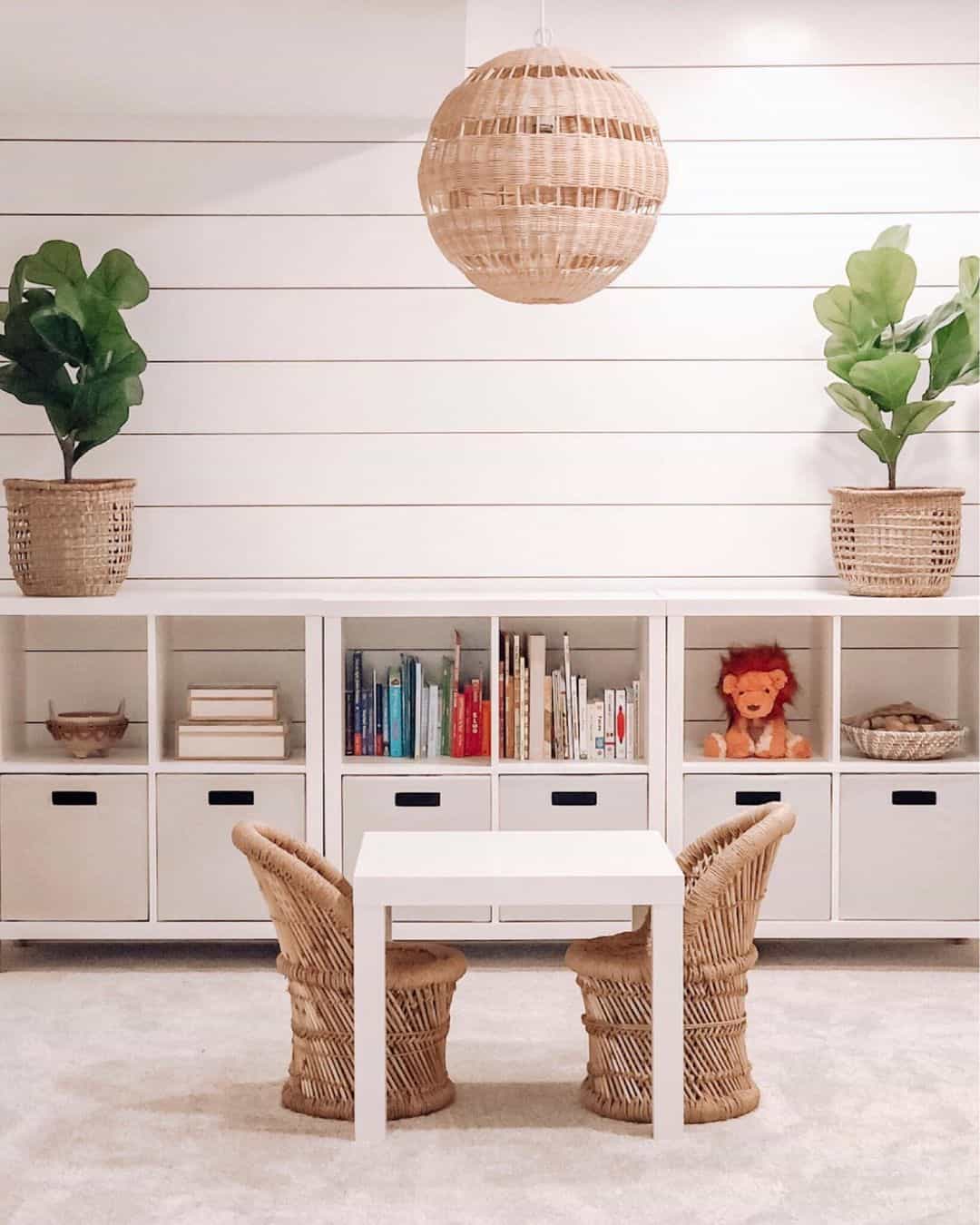 White Playroom with Wicker Accents