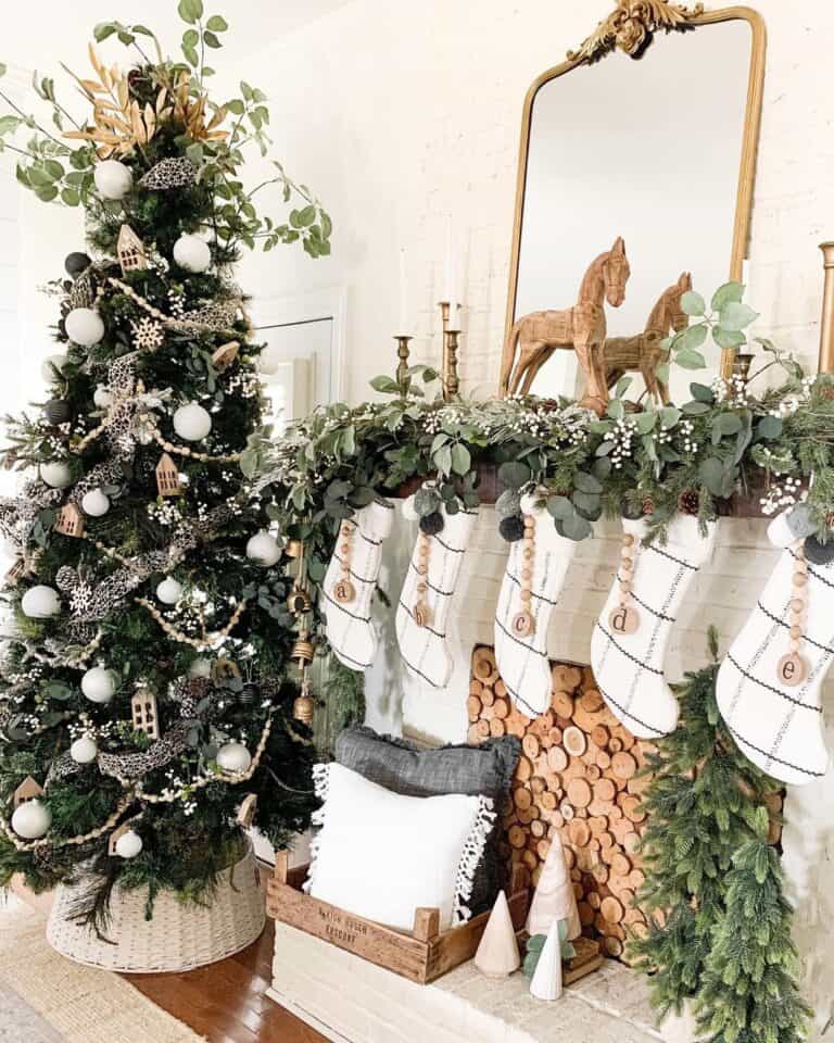 Plaid Black and White Christmas Stockings