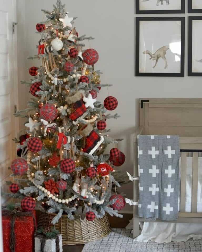 Large Red Ornaments on a Small Tree
