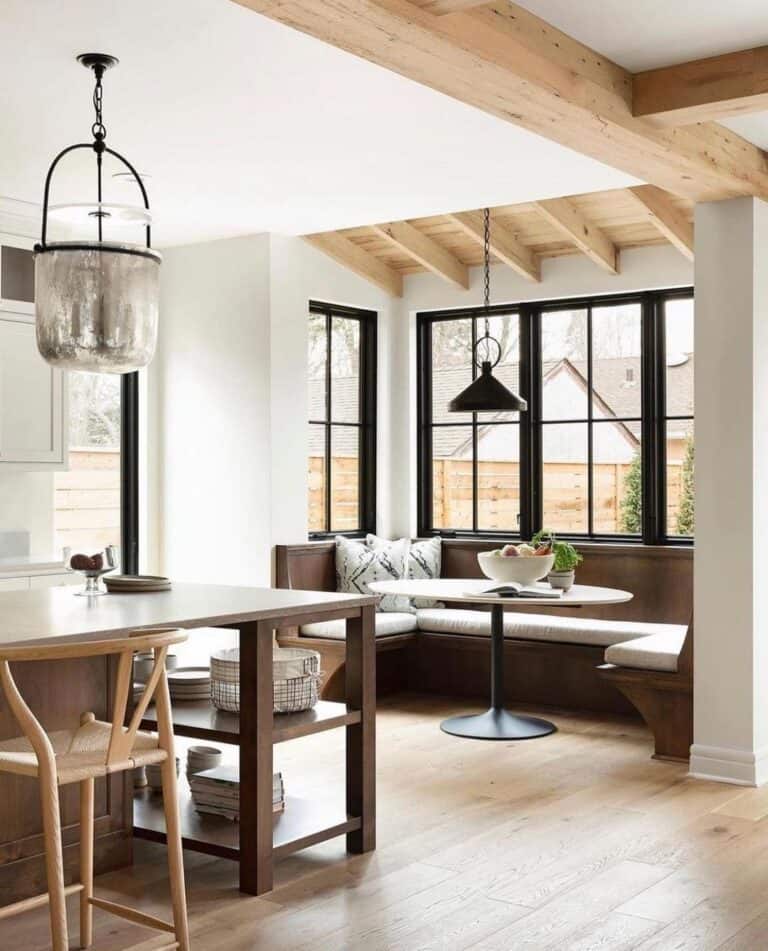 Banquet Dining Nook with Light Wood Floor