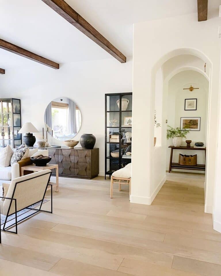 White Archways In a Bright Living Room
