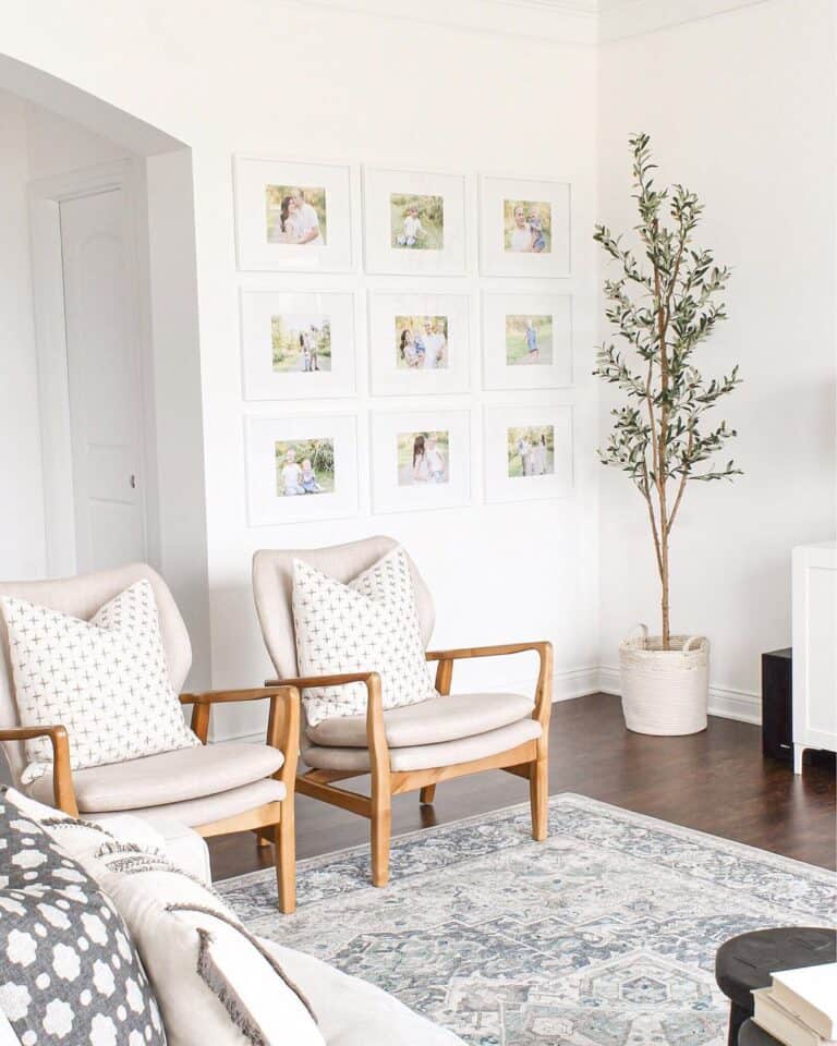 White Framed Family Photo Gallery Wall